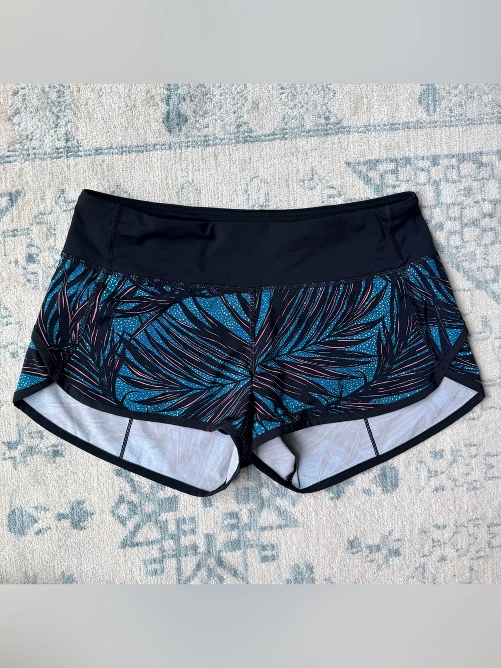 Lululemon Blue Tropical Print Running Shorts